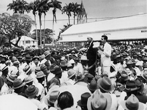 Cheddi Jagan addressing workers in 1948
