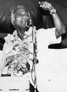 Cheddi Jagan at the microphone in the 1970s