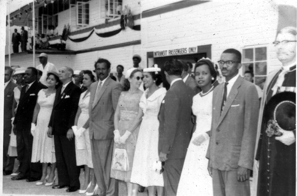 Ministers/wives waiting to meet Princess Margaret - 1958